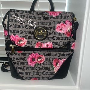 Juicy Couture floral black leather backpack
